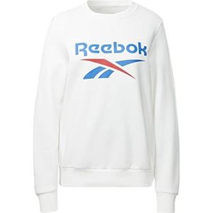 Reebok Dames fleece ronde hals sweatshirt met groot logo, Wit.