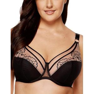 Gorteks Kala-B3 Soutien-gorge semi-rembourré avec broderie, soutien-gorge confortable pour femme avec armatures, maxi, sous-vêtements pour femme, soutien-gorge pour grands et petits seins - 90C, noir,