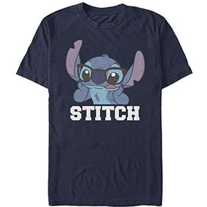 Disney Lilo & Stitch Organic T-shirt, uniseks, korte mouwen, marineblauw, L, marineblauw