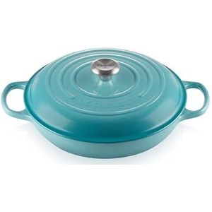 Le Creuset Signature kookpan van geëmailleerd gietijzer, rond, Ø 30 cm, 3,2 l, 5,555 kg, Caribisch blauw, 21180301702430