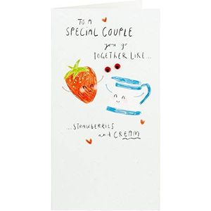 Clintons: 1139795 verjaardagskaart voor aardbeien en crèmeparen, 210 x 115 mm, meerkleurig