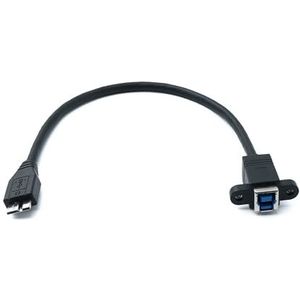 SYSTEM-S USB 3.0-kabel - 30 cm - Micro B-stekker naar type B stekker - paneeladapter