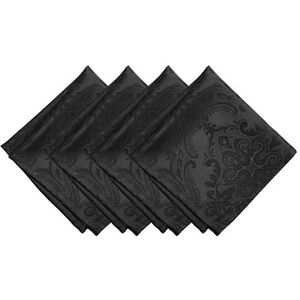 Elrene Home Fashions Caiden Elegance Damast Servet Set van 4 Servetten 45 x 45 cm (Napkins) Zwart