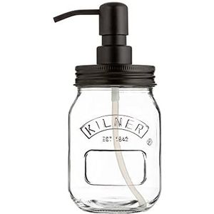 Kilner Zeepdispenser van glas, roestvrij staal, zwart, 500 ml