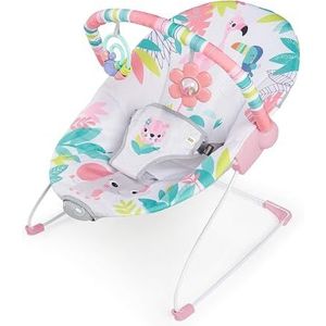 Bright Starts, babywipstoel en schommelstoel Flamingo Vibes �– schommelbank met rustgevende trillingen, 7 melodieën, speelboog met 2 speeltjes, 3 punten, roze, vanaf de geboorte tot 9 kg