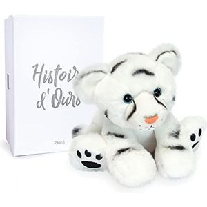 Histoire d'Ours - Pluche dier witte tijger - baby tijger - 18 cm - wit - cadeau-idee -baby witte tijger - wilde aarde - HO3053