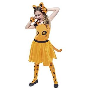 Rubies Oranje kitten voor meisjes, bovendeel met rok, panty, handschoenen en hoofdband, voor carnaval, Kerstmis, verjaardag, feest en Halloween