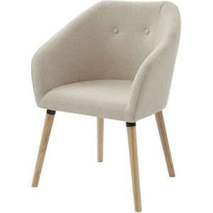 BAÏTA Viggo fauteuil in beige stof met houten voet