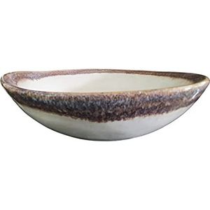 PintoCer - 2 diepe borden van aardewerk, 23 cm, soepkom, deeg, salade of muesli, wit en bruin