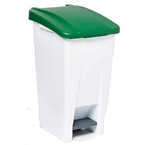 Mobiele vuilnisemmer met pedaal, 60 liter, 490 x 380 x 700 mm, groen deksel, 1 vuilnisemmer