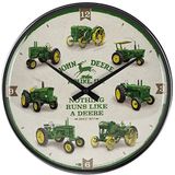 Nostalgic-Art John Deere Retro Wandklok, model chart, cadeau-idee voor tractorfans, grote keukenklok met metalen frame, 31 cm