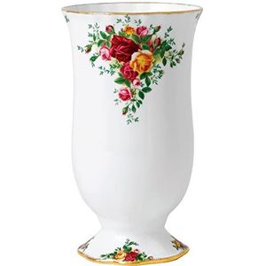 Royal Albert Old Country Roses vaas, vintage vaas, fijn porselein, middelgroot, bloemenpatroon, 22 cm, wit