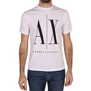 Armani Exchange T-shirt voor heren, Wit (White W/Black Print 5100)