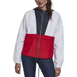 Urban Classics Dames 3-kleurige oversized windbreaker jas, meerkleurig (marineblauw/wit/vuurrood 01243), S dames, meerkleurig (marineblauw/wit/vuurrood)