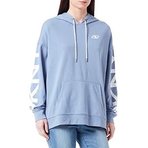 DKNY SPORT Crackle Logo Pullover Hoodie Shirt Dames, Country Blue