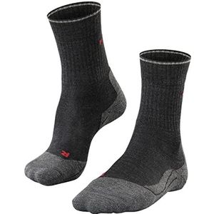 FALKE TK2 Wool Silk Thermische sokken, voor dames, wol, merinowol, grijs, voor sport, wandelen, thermoregulatie, warm, ademend, sneldrogend, anti-gloeiend, 1 paar, grijs (antraciet melange 3080)