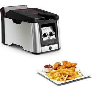 Tefal FR600D Clear Duo Friteuse met minder rook en geuren, inhoud 1,2 kg, thermostaat, timer, groot venster zonder beslag, vaatwasmachinebestendig, zwart/roestvrij staal