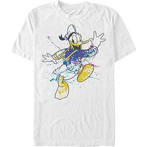 Disney Unisex Mickey-Splatter Donald Organic T-shirt met korte mouwen, wit, XXL, Weiss