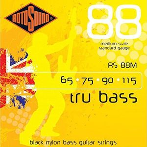 Rotosound Tru Bass snaren voor bas, nylon, plat, middelgroot, standaard, 65 75 90 115