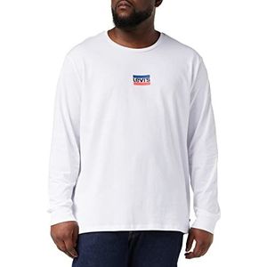 Levi's Ls Std Graphic T-shirt voor heren, Ls Std Graphic Tee Mini Sportswear LS Srt White+