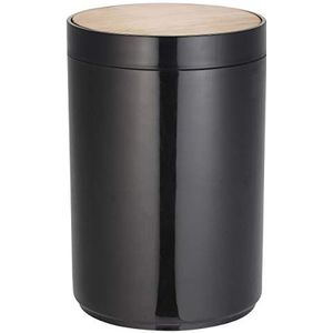 MSV Bad Serie Oslo Design pedaalemmer 6 liter diameter x H ca. 18 x 26,3 cm zwart bamboe