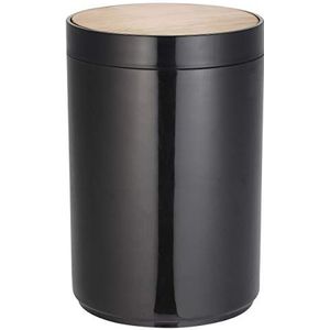 MSV Bad Serie Oslo Design pedaalemmer voor badkamer, 6 liter, diameter x h: ca. 18 x 26,3 cm, bamboezwart