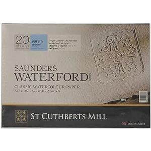 ST CUTHBERTS MILL Saunders Waterford blok met 20 vellen fijnkorrelig aquarelpapier, 31 x 23 cm, 300 g/m², natuurlijk wit