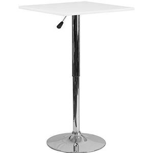 Flash Furniture In hoogte verstelbare tafel van hout, 60 cm, vierkant, 84 tot 102 cm, wit