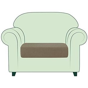 TOYABR Stretch kussensloop voor bank, fauteuil, bank, bank, meubelbescherming met elastiek aan de onderkant voor woonkamer (1-zits, zand)