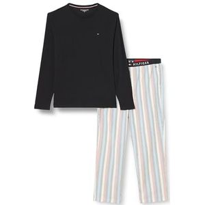 Tommy Hilfiger Ls Pant Woven Set met print pyjama voor heren, Oranje (Desert Sky / Global Stripe Ithaca)