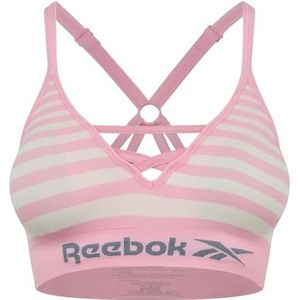 Reebok Reebok Naadloze beha in roze gestreept met afneembare polstern trainingsbeha voor dames, Pixel Pink/Chalk Stripe