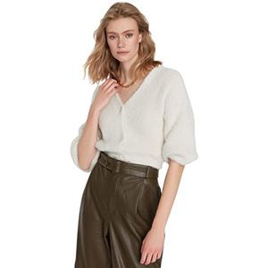Trendyol Trendyol Dames gebreid vest met V-hals Standaard Sweater Dames (1 stuk), Steen