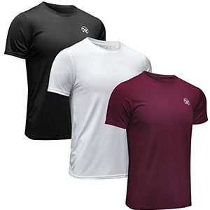 MEETWEE Sport T-shirt Running Top heren T-shirt, Zwart+wit+rood, XXL