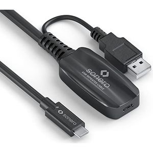 sonero® USB 3.2 kabel actieve verlengkabel met signaalversterker, datakabel, USB-C-stekker naar USB-C-aansluiting, 5 Gb/s, 10 meter, zwart