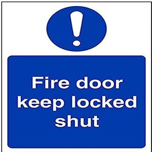 VSafety Fire Door Keep Locked Shut hard plastic bord 150 mm x 200 mm