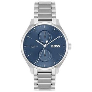 BOSS Herenhorloge, kwarts, analoog, armband van roestvrij staal, 1514106, blauw, Blauw