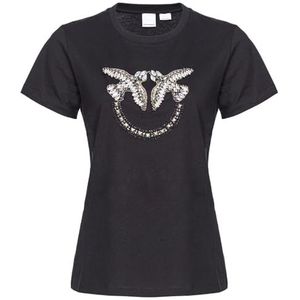Pinko Quentin T-shirt Jersey Logo Birds Broderie + clous femme, Z99_Noir Limousine, XS