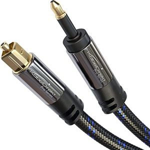 KabelDirekt Mini-TOSLINK optische kabel - 2 m - gevlochten, met signaalbescherming (Mini-TOSLINK naar TOSLINK audiokabel, S/PDIF digitale kabel / voor soundbars, stereo-installaties, hifi)