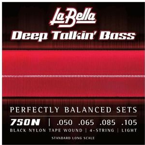 Labella 750N Nylon snaren voor basgitaar 50/105 Flat Wound, zwart