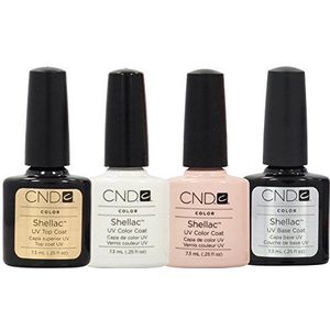 CND Shellac Gel-nagellak, Top/Base/Clearly Pink/Studio White