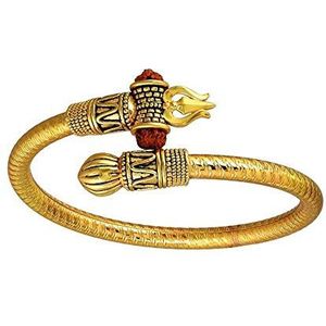 Wonder Care Rudraksha Shiv Om Trishul Damroo Kada Mannen Lord Shiva Bahubali Manchetarmband voor Mannen Jongens | Messing religieuze Kada | Eén maat armband voor Maha Shivratri.., Messing