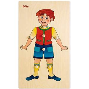 Dida - Puzzel van hout, lichaamsschema voor jongens: meertalig educatief spel met knopen - plezier en educatief spel voor kinderen!