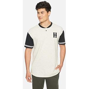 Hurley M Ziggy Baseball Henley S/S T-shirt voor heren, grijs gemêleerd