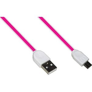 LINK LKGZ71 platte kabel, micro-USB, siliconen mantel, MT, 1 stuks, roze
