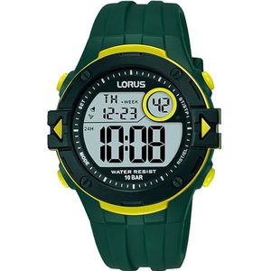 Lorus Herenhorloge digitaal kwarts met siliconen armband R2327PX9, groen/geel, riem, Groen/Geel, Riem