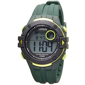 Lorus Herenhorloge digitaal kwarts met siliconen armband R2327PX9, groen/geel, riem, Groen/Geel, Riem