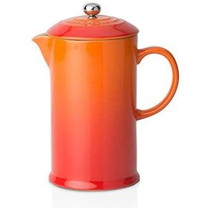 Le Creuset Cafetière French Press van aardewerk met roestvrijstalen stamper, 1 liter, voor 3-4 kopjes, vulkanisch oranje, 91028200090000