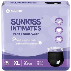 SUNKISS INTIMATES 10 stuks wegwerpondergoed voor dames met zware stroom, ongeparfumeerde postpartum-benodigdheden, zwart, maat XL