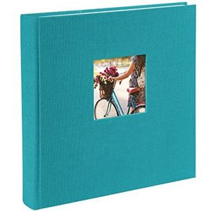 Goldbuch Bella Vista Fotoalbum met uitsparing, 25 x 25 cm, 60 witte pagina's met scheidingswanden van glas, linnen, turquoise, 24893