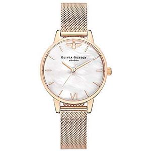 Olivia Burton Analoog kwarts polshorloge voor dames met roestvrij stalen armband OB16EX225, roségoudkleurige armband, Rose Gold., armband